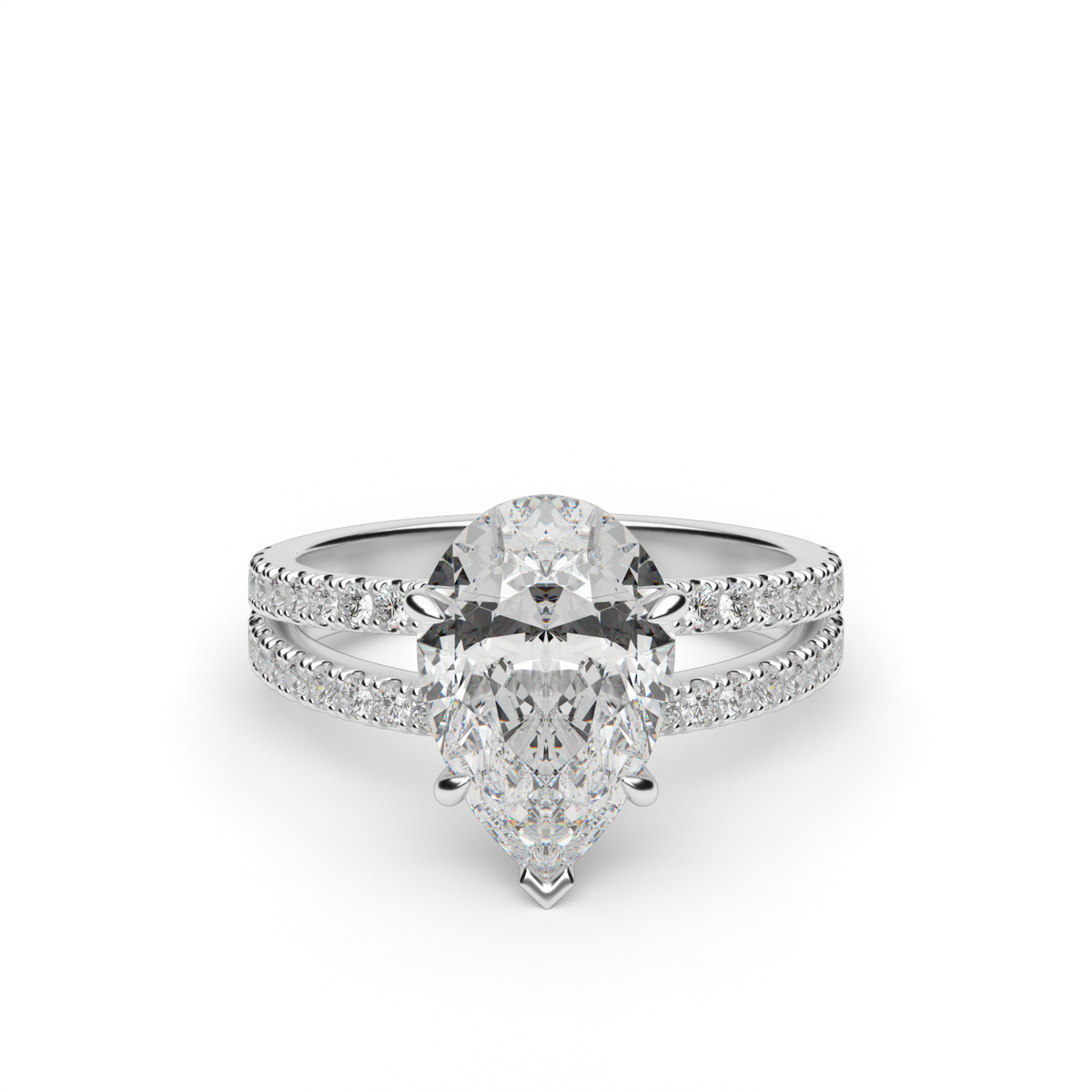 Split Shank   Pavé Engagement Ring — 14K White Gold / Pear / Lab Diamond (image)