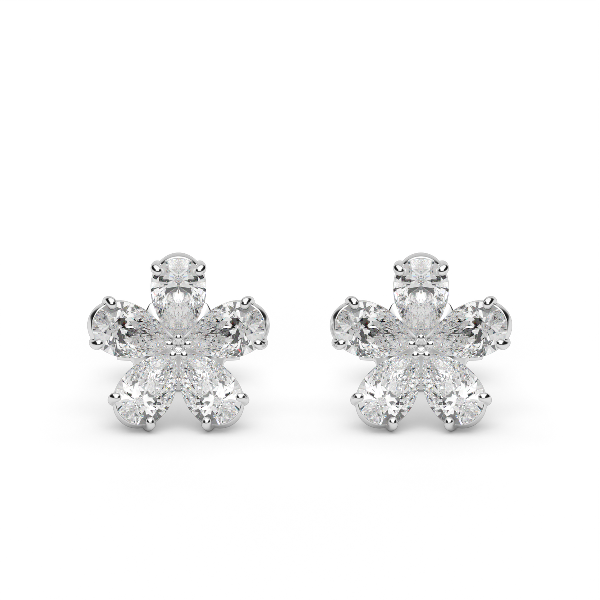 Floral-Inspired Pear-Shaped Diamond Earrings — 14K White Gold / Lab Diamond (image)