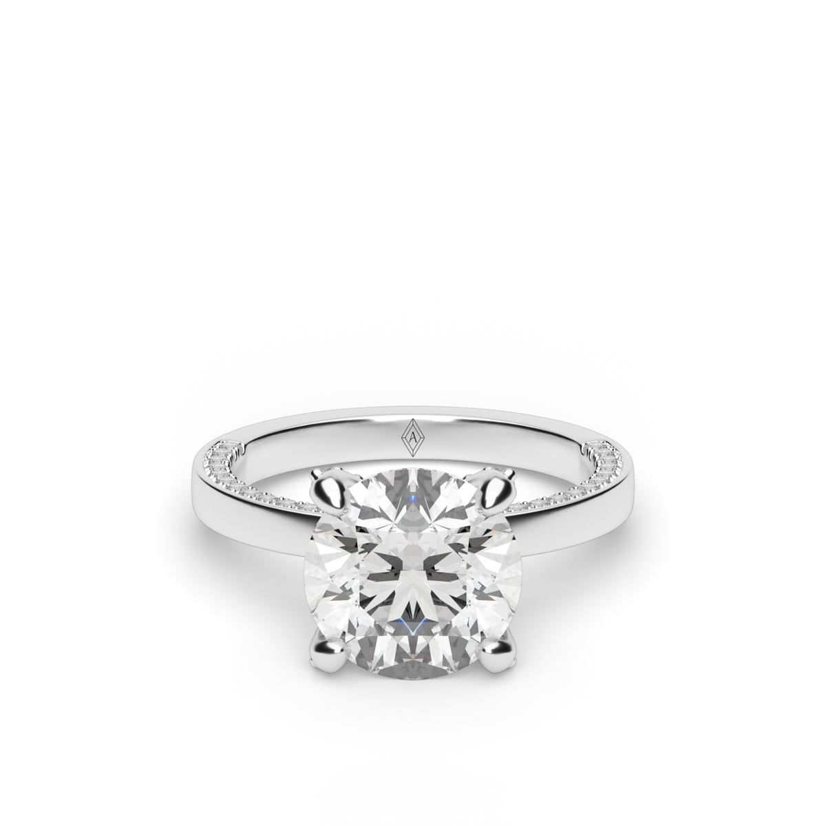 Classic Shared Prong Diamond Engagement Ring — 14K White Gold / Round / Lab Diamond (image)