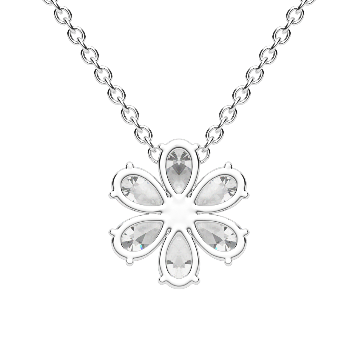 Floral-Inspired Pear-Shaped Diamond Pendant — 14K White Gold / Lab Diamond (image)