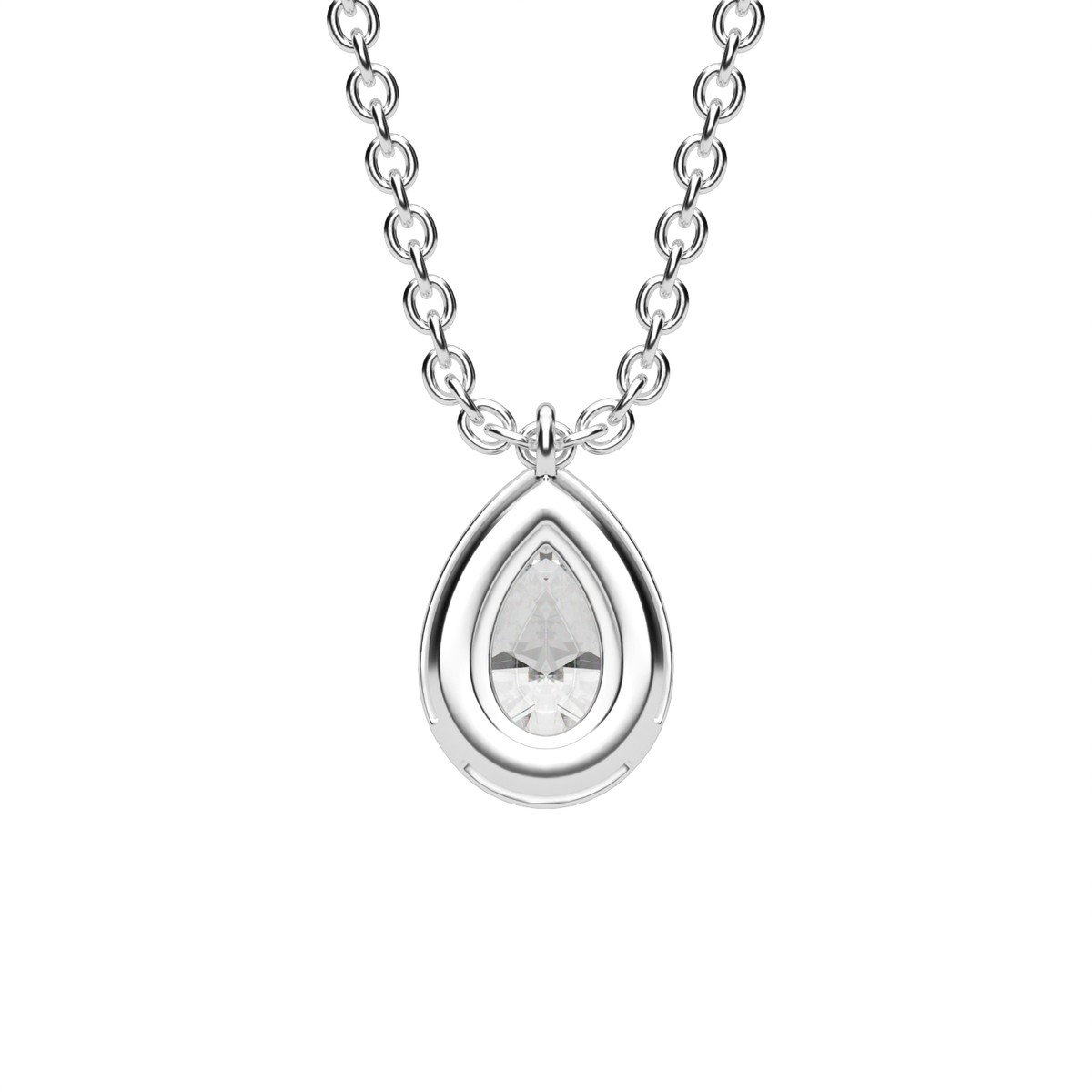 Eternity Pear Shaped Diamond Halo Pendant — 14K White Gold / Lab Diamond (image)
