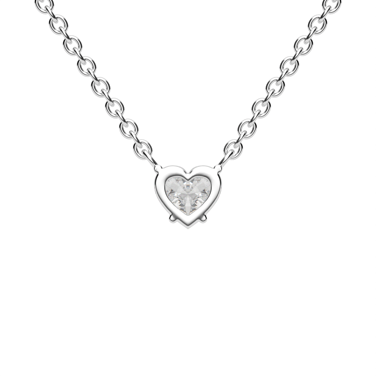 Classic Heart-Shaped Diamond Pendant — 14K White Gold / Lab Diamond (image)