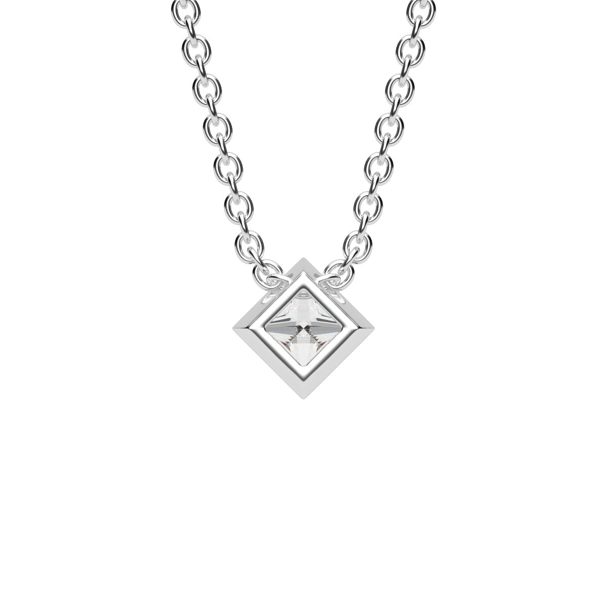 Princess Cut Diamond Solitaire Pendant — 14K White Gold / Lab Diamond (image)