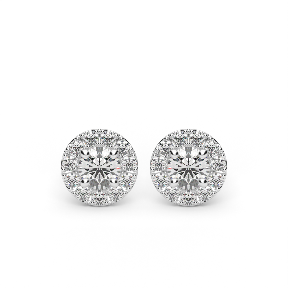 Halo Diamond Stud Earrings — 14K White Gold / Lab Diamond (image)