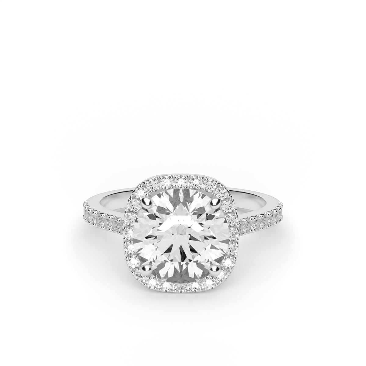 Halo Cushion Head  Pavé Engagement Ring