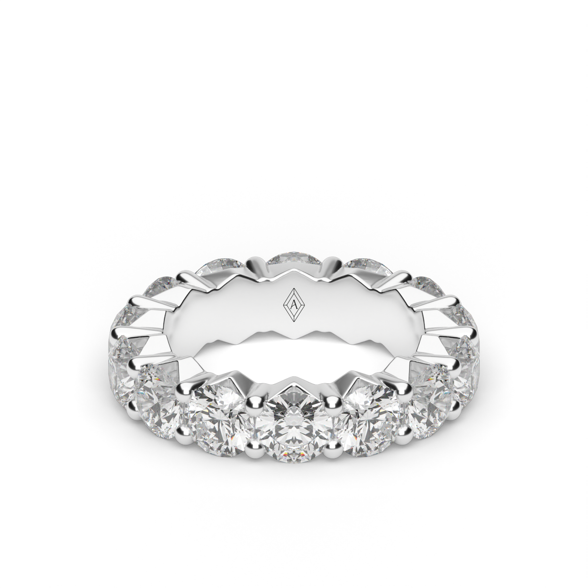 5 Ct Shared Prong Round Diamond Eternity Ring — 14K White Gold / Lab Diamond (image)