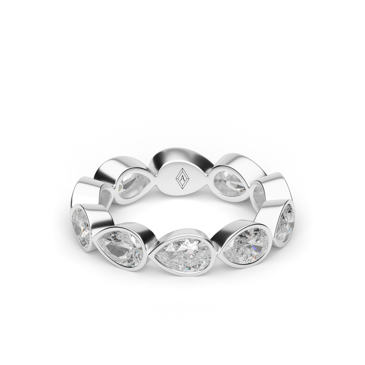 East-West Bezel Pear Eternity Ring — 14K White Gold / 3 / Lab Diamond (image)