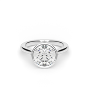 White Gold Solitaire Round Shape Diamond Engagement Ring With Bezel Setting