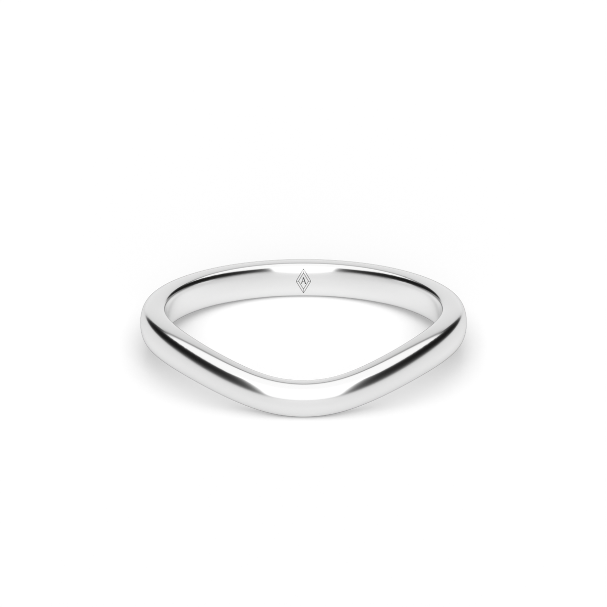 Curved Wedding Ring — 14K White Gold (image)