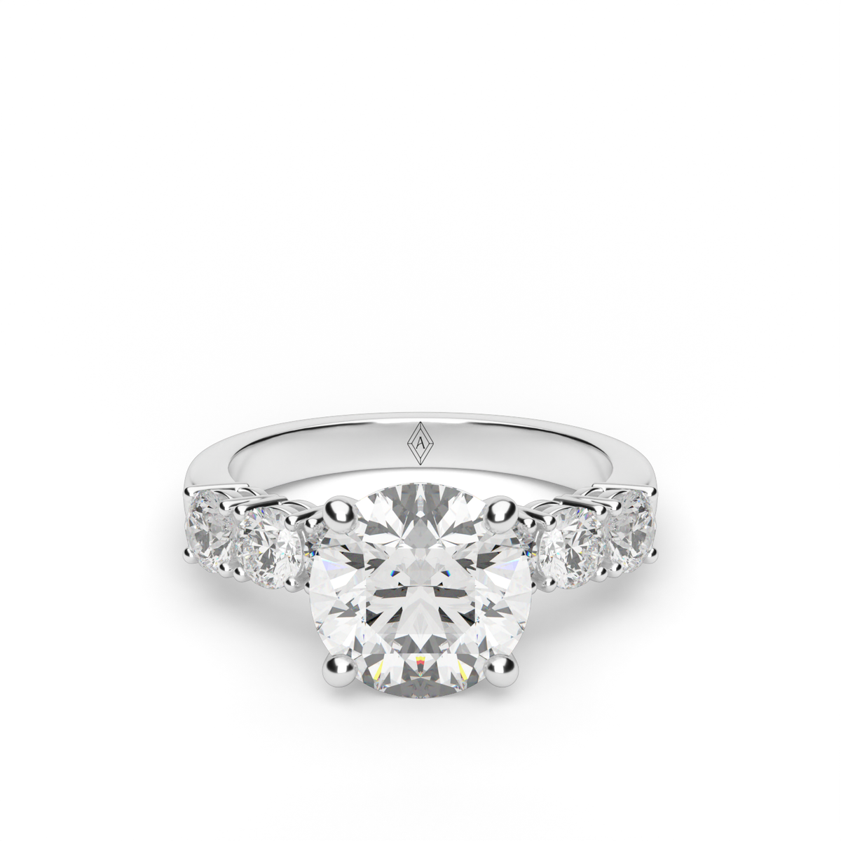 Prong Set Diamond Engagement Ring — 14K White Gold / Round / Lab Diamond (image)