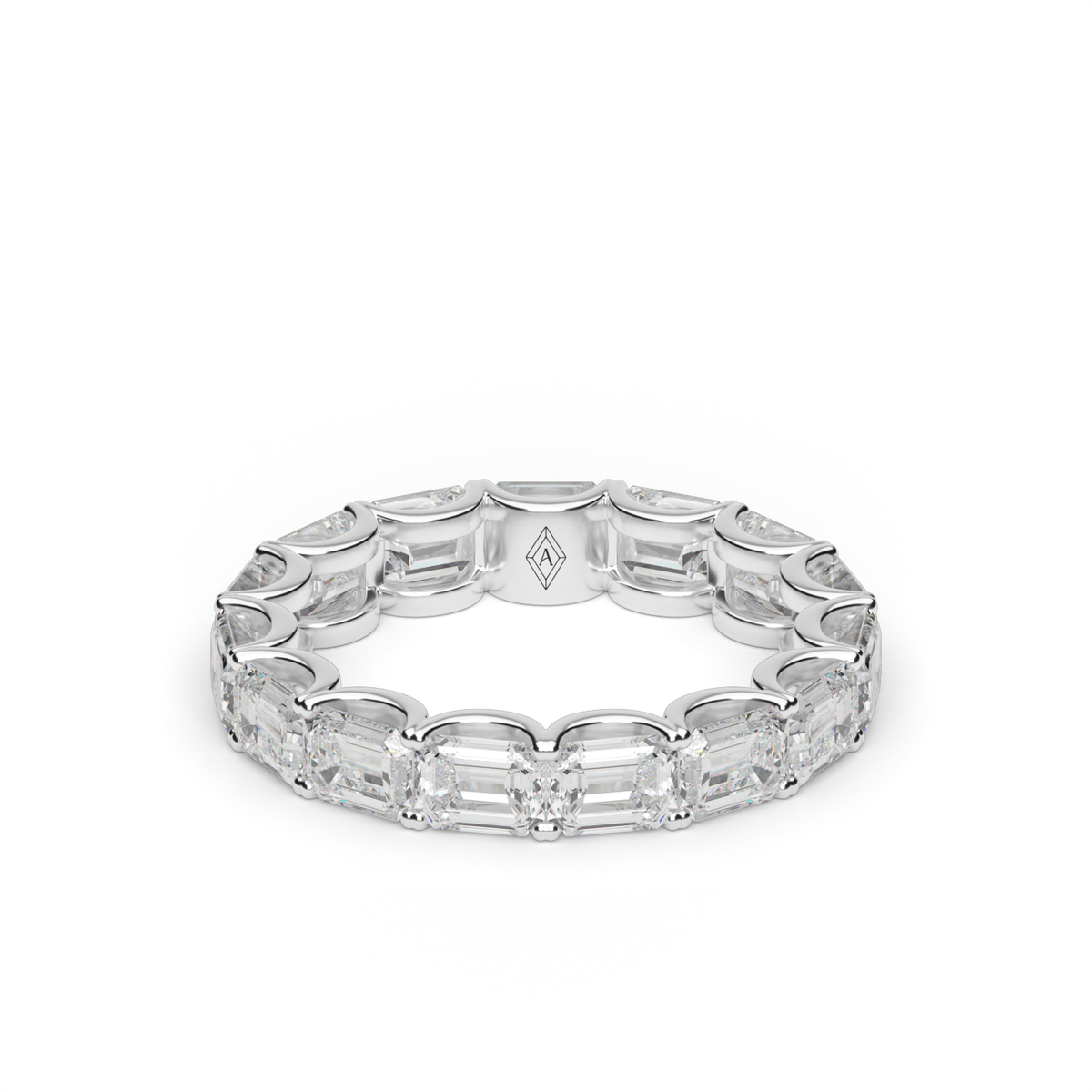 Split Prong Emerald Diamond Eternity Ring — 14K White Gold / 5 / Lab Diamond (image)