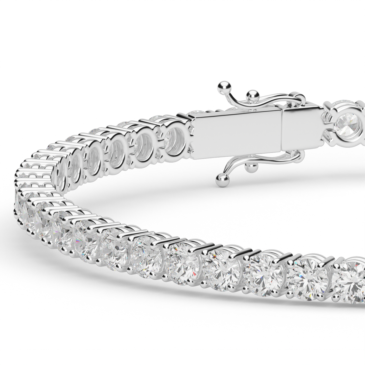 5 Carat Four Prong Diamond Tennis Bracelet — 14K White Gold / Lab Diamond (image)