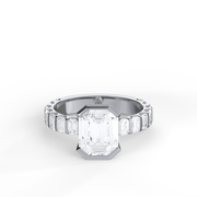 White gold bezel-set diamond engagement ring