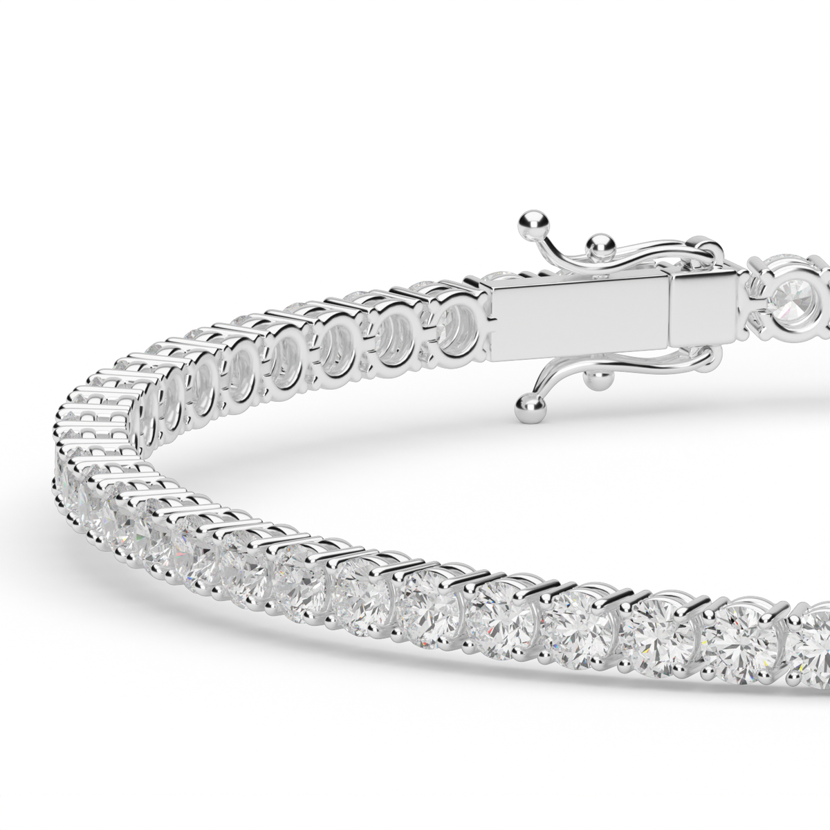 3 Carat Four Prong Diamond Tennis Bracelet — 14K White Gold / Lab Diamond (image)
