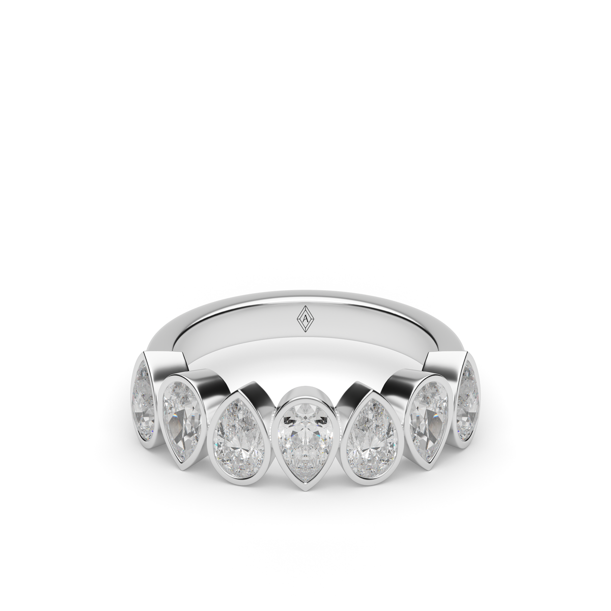 2 Carat Alternating Pear Shape Diamond Anniversary Ring — 14K White Gold / Lab Diamond (image)