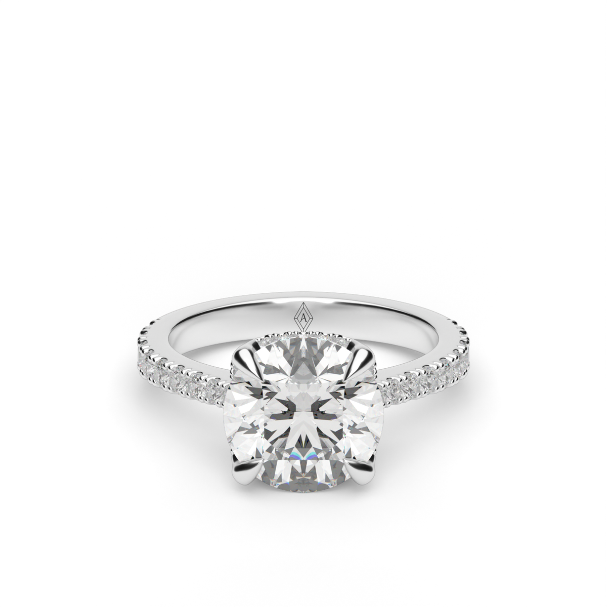 Hidden Halo Crown Engagement Ring — 14K White Gold / Round / Lab Diamond (image)