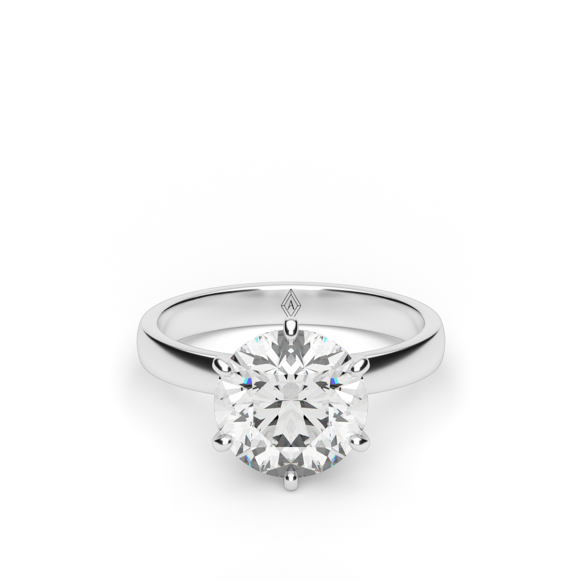 Comfort Fit Solitaire Engagement Ring (Six Prong) — 14K White Gold / Round (image)