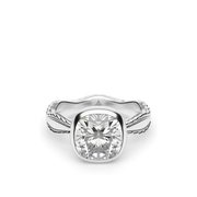 White Gold Cushion Cut Diamond Engagement Ring With Bezel Setting