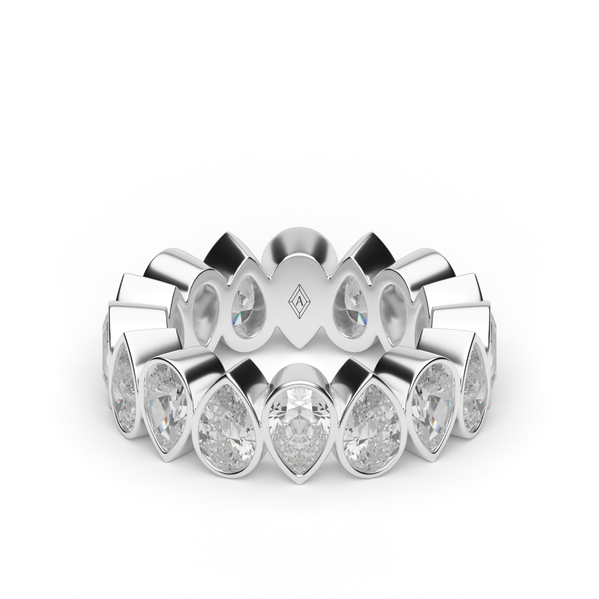 4.5 Ct Pear-Shaped Bezel Set Alternating Diamond Eternity Ring — 14K White Gold / Lab Diamond (image)
