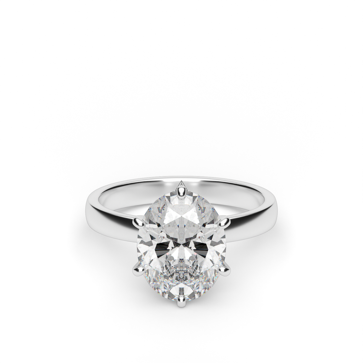 Comfort Fit Solitaire Engagement Ring (Six Prong) — 14K White Gold / Oval (image)