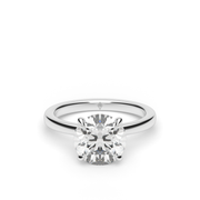 White Gold Round Gold Hidden Halo Engagement Ring With Shared Prong Setting.