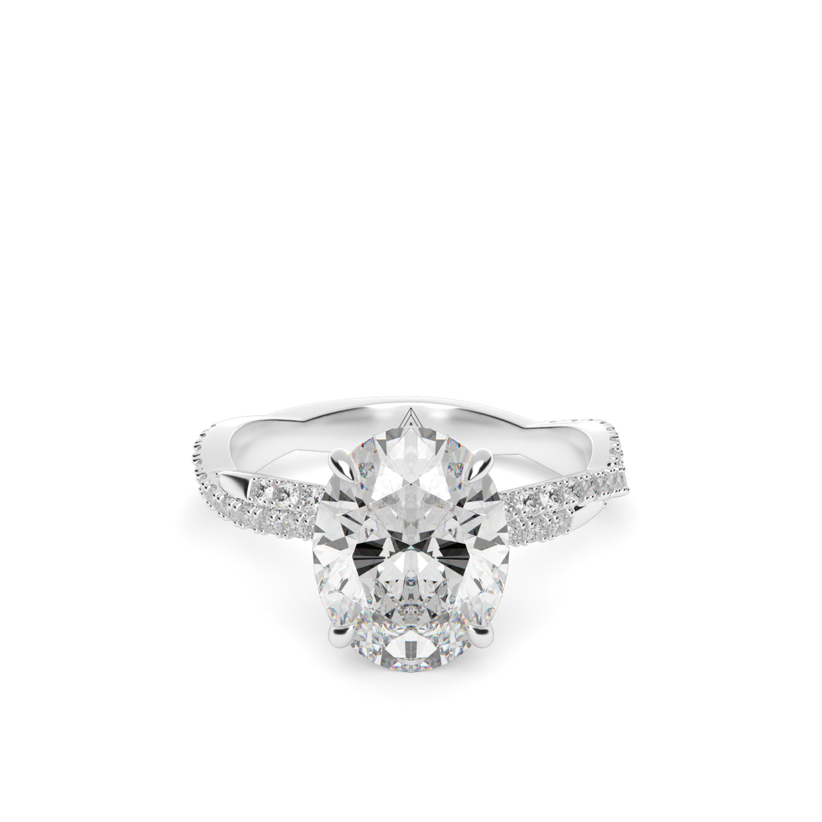 Pavé Twist Diamond Engagement Ring — 14K White Gold / Oval / Lab Diamond (image)
