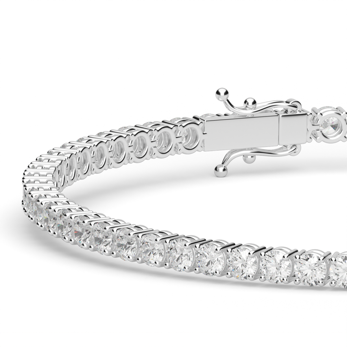 4 Carat Four Prong Diamond Tennis Bracelet — 14K White Gold / Lab Diamond (image)