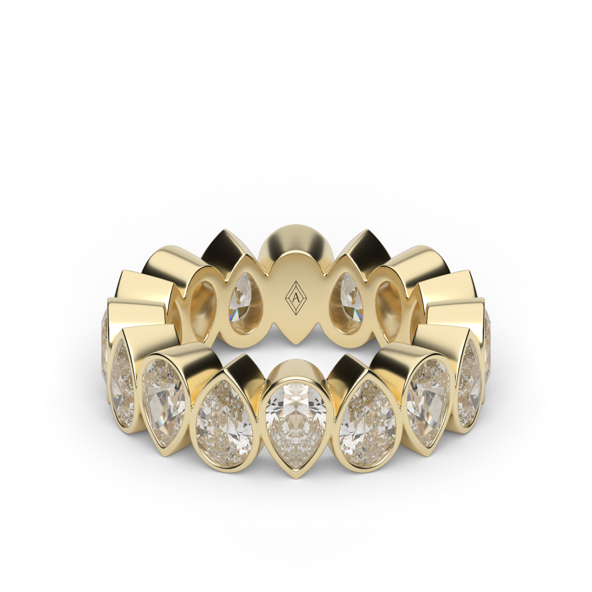 4.5 Ct Pear-Shaped Bezel Set Alternating Diamond Eternity Ring — 14K Yellow Gold / Lab Diamond (image)