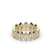4 Carat Yellow Gold  Marquise Cut Diamond Eternity Ring/Band With Bezel Setting.