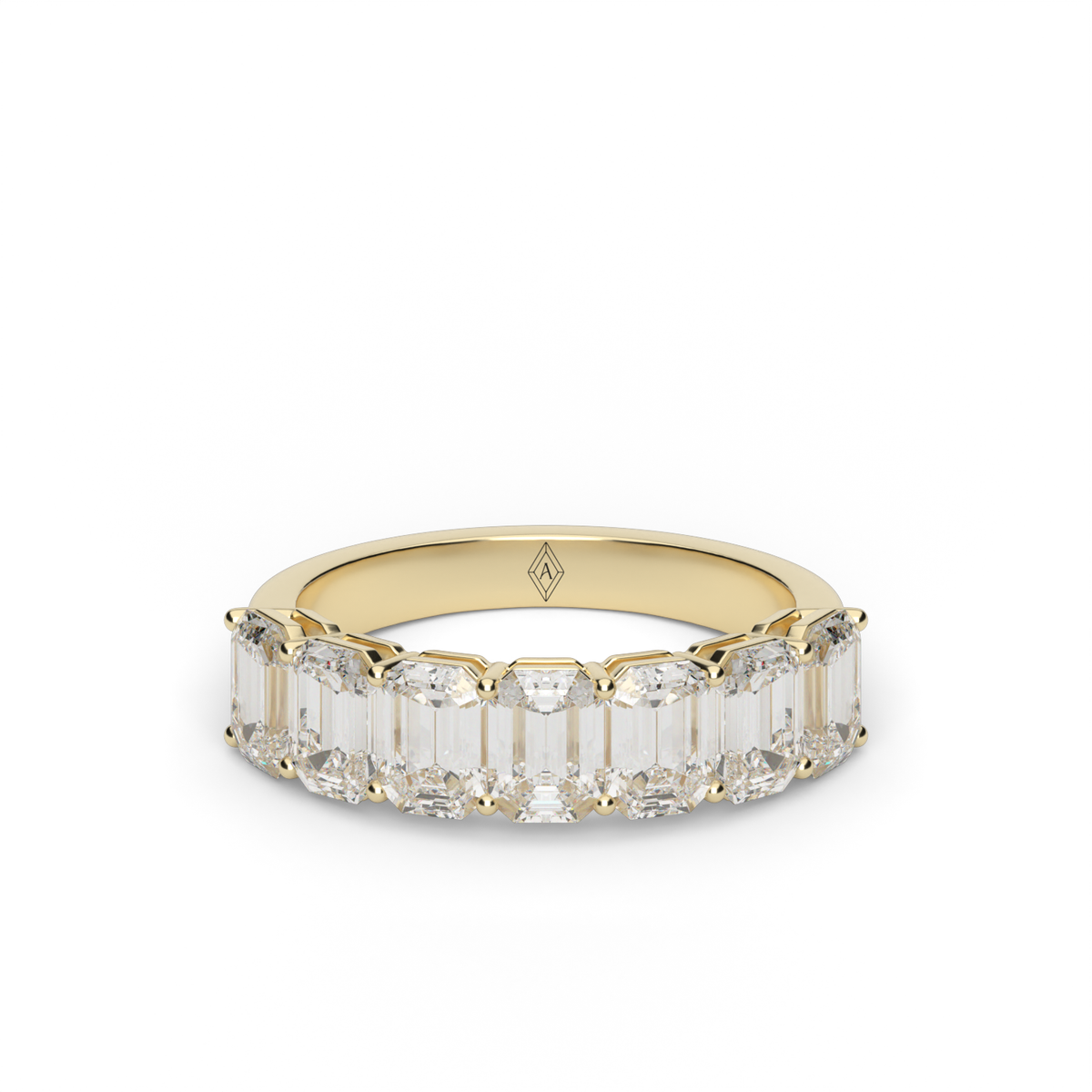 Seven Stone Emerald Cut Anniversary Ring — 14K Yellow Gold / 2 / Lab Diamond (image)