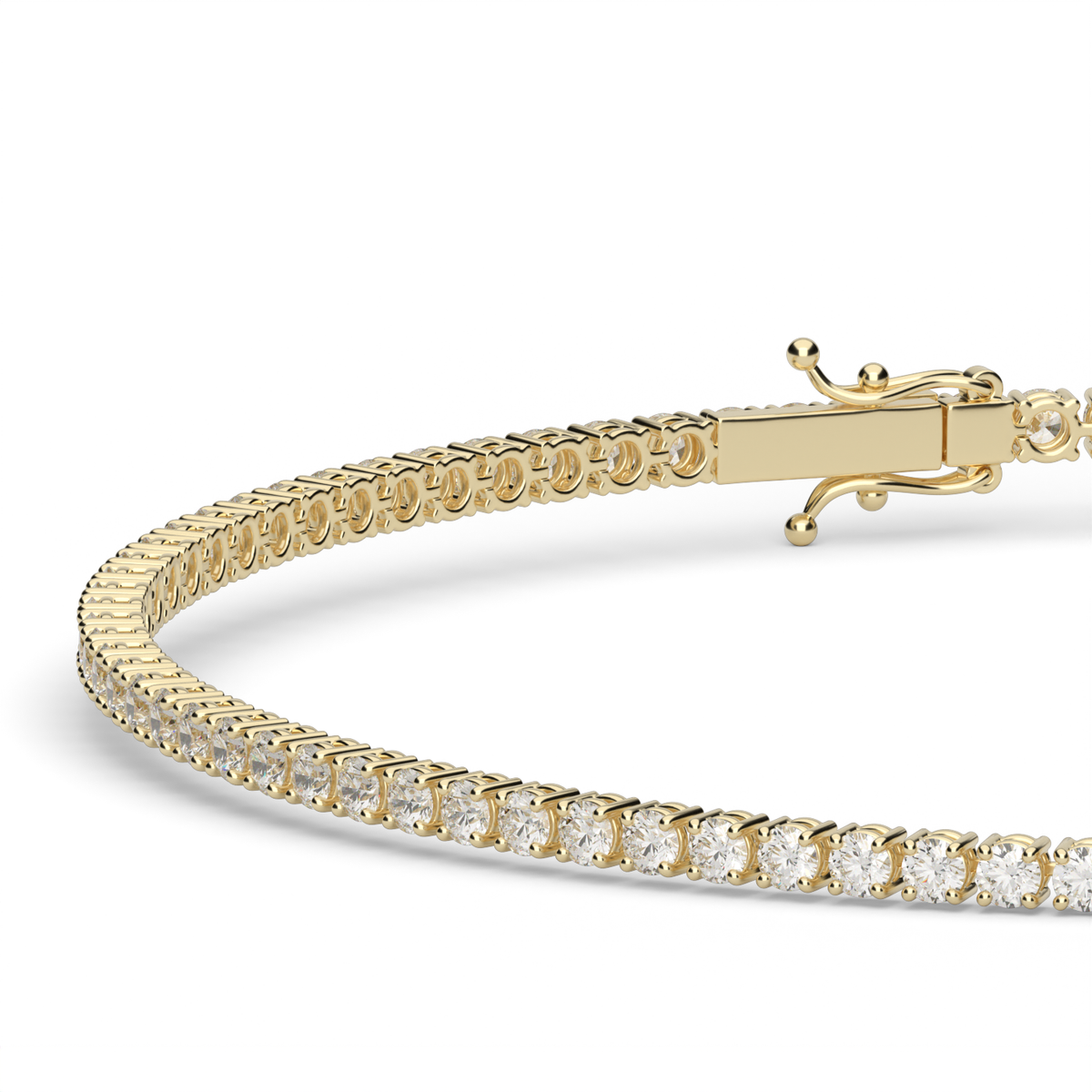 1 Carat Four Prong Diamond Tennis Bracelet — 14K Yellow Gold / Lab Diamond (image)