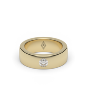 Yellow Gold Round Shape Diamond Classic Men's Ring/Band With Bezel Setting