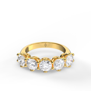 2 Carat Yellow Gold Round Shape Diamond Anniversary Ring/Band With Shared Prong Setting