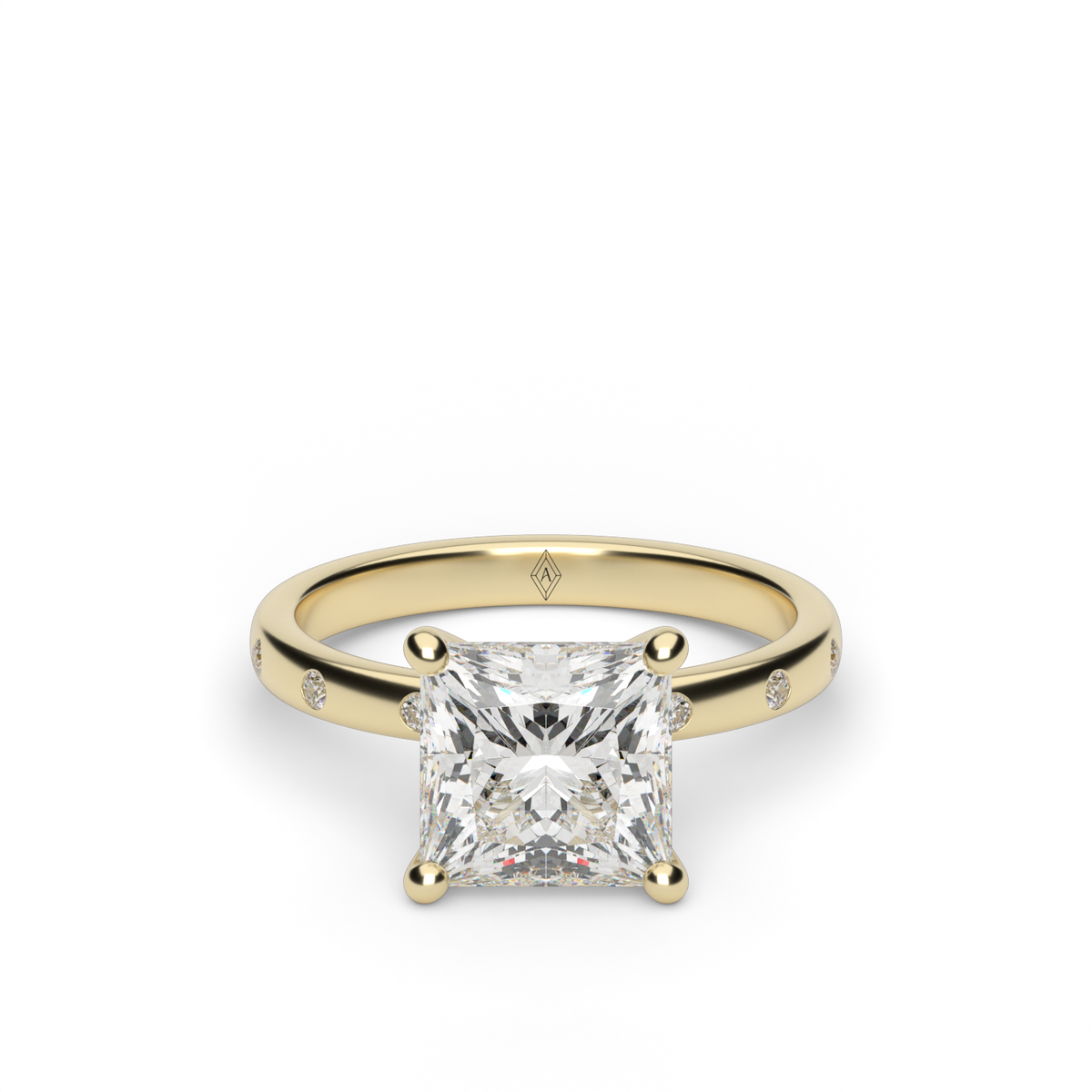 Modern Burnish-set Diamond Engagement Ring — 14K Yellow Gold / Princess / Lab Diamond (image)