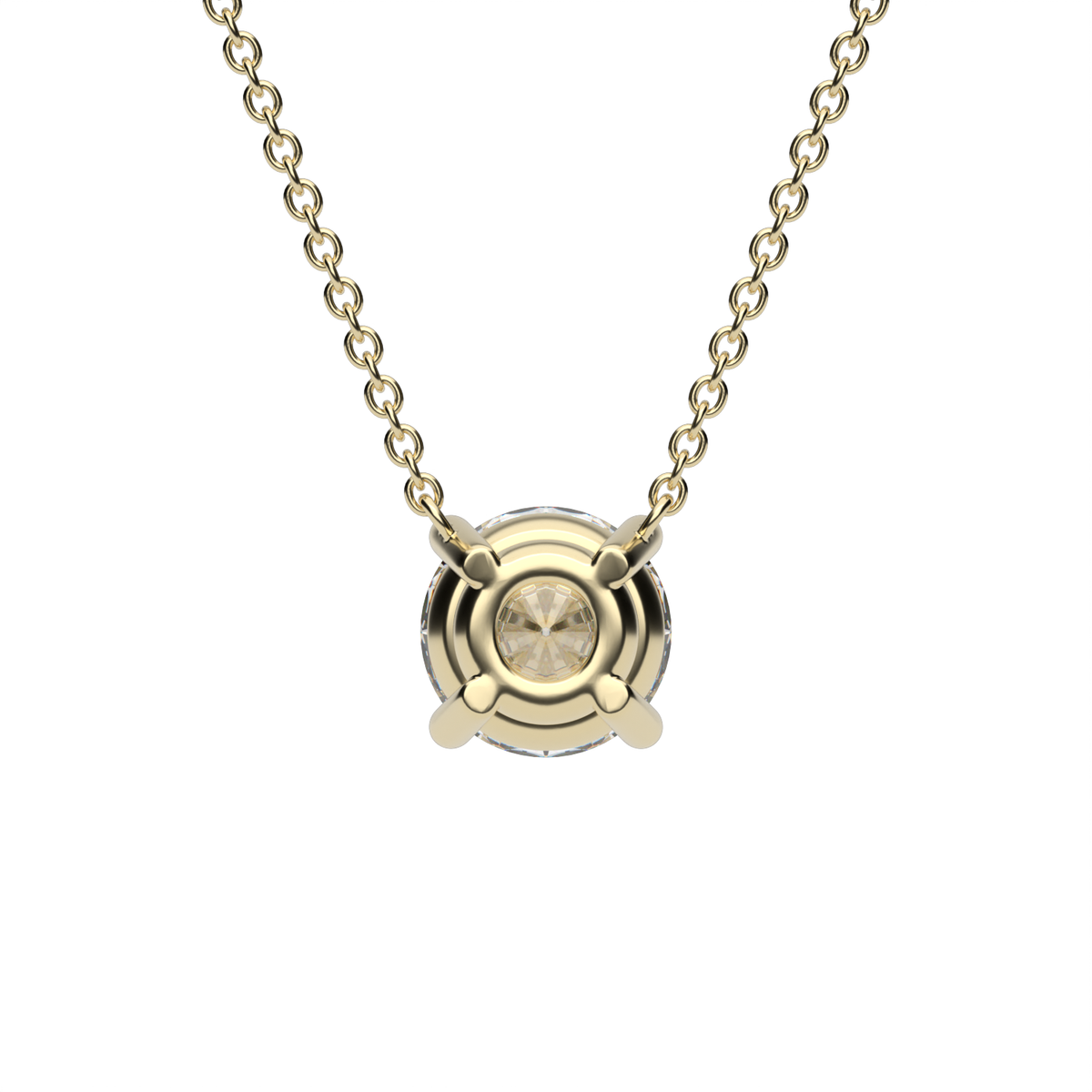 Four Prong Basket Solitaire Diamond Pendant — 14K Yellow Gold / Lab Diamond (image)