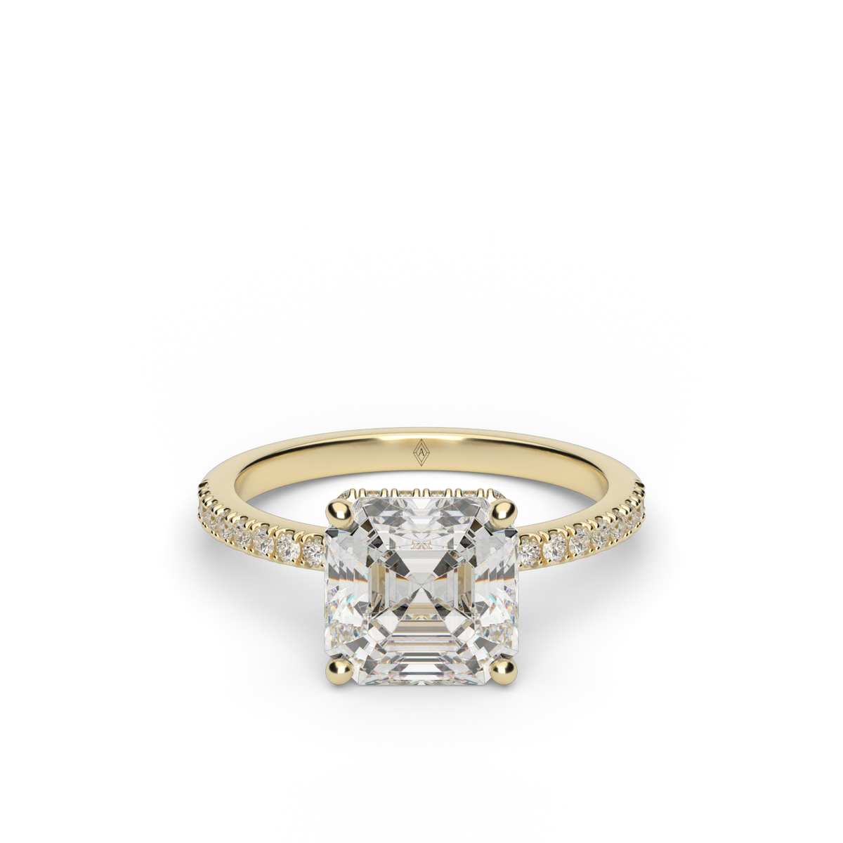 Hidden Halo Pavé Engagement Ring — 14K Yellow Gold / Asscher / Lab Diamond (image)