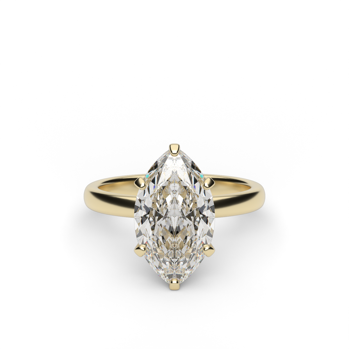 Solitaire Engagement Ring With Hidden Halo — 14K Yellow Gold / Marquise / Lab Diamond (image)