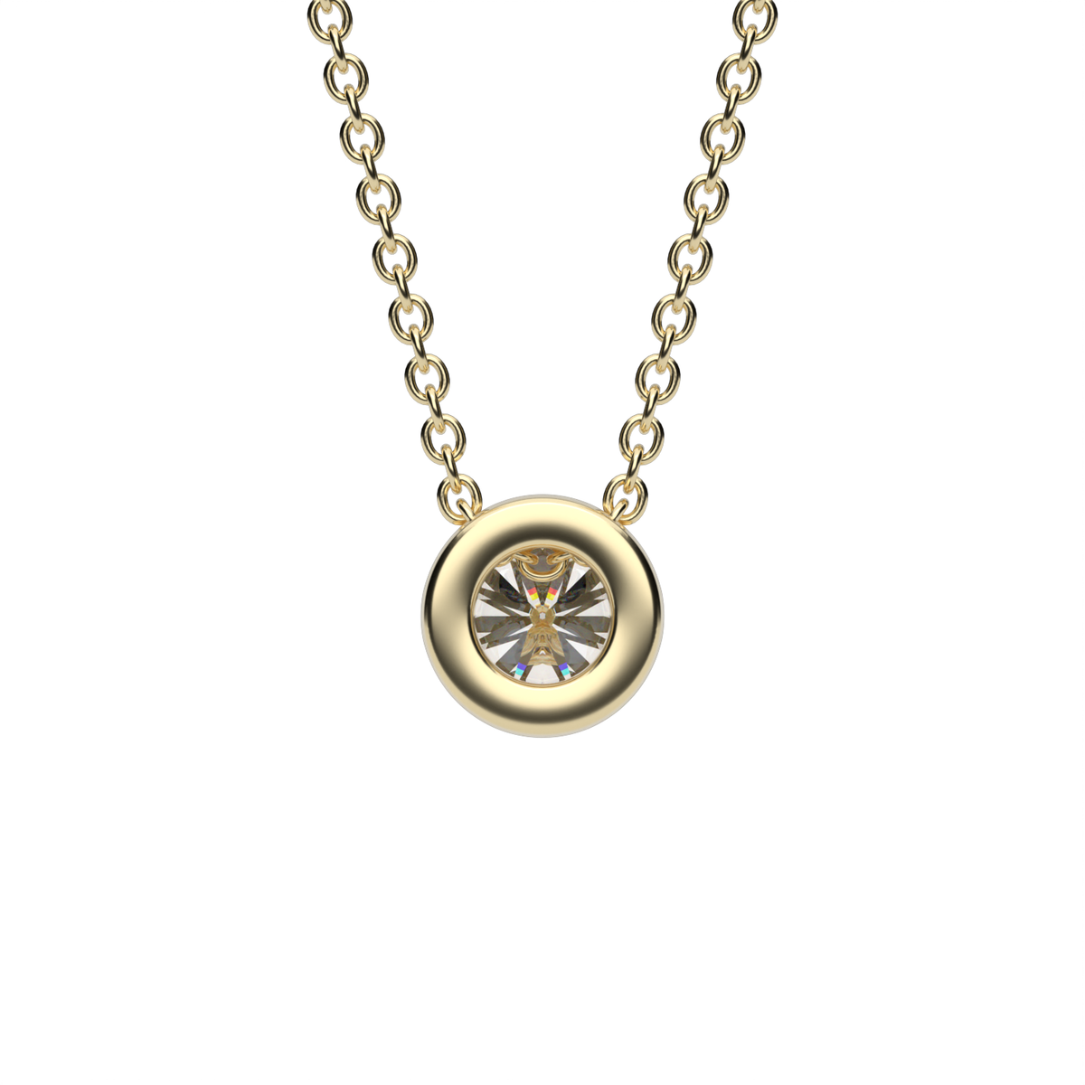 Sleek Solitaire Bezel Pendant — 14K Yellow Gold / Lab Diamond (image)