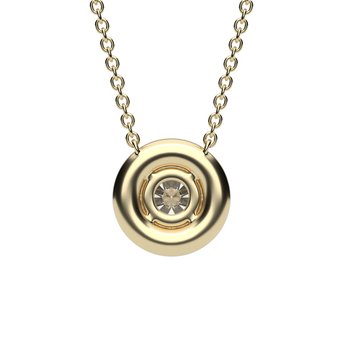Classic Halo Diamond Pendant — 14K Yellow Gold / Lab Diamond (image)