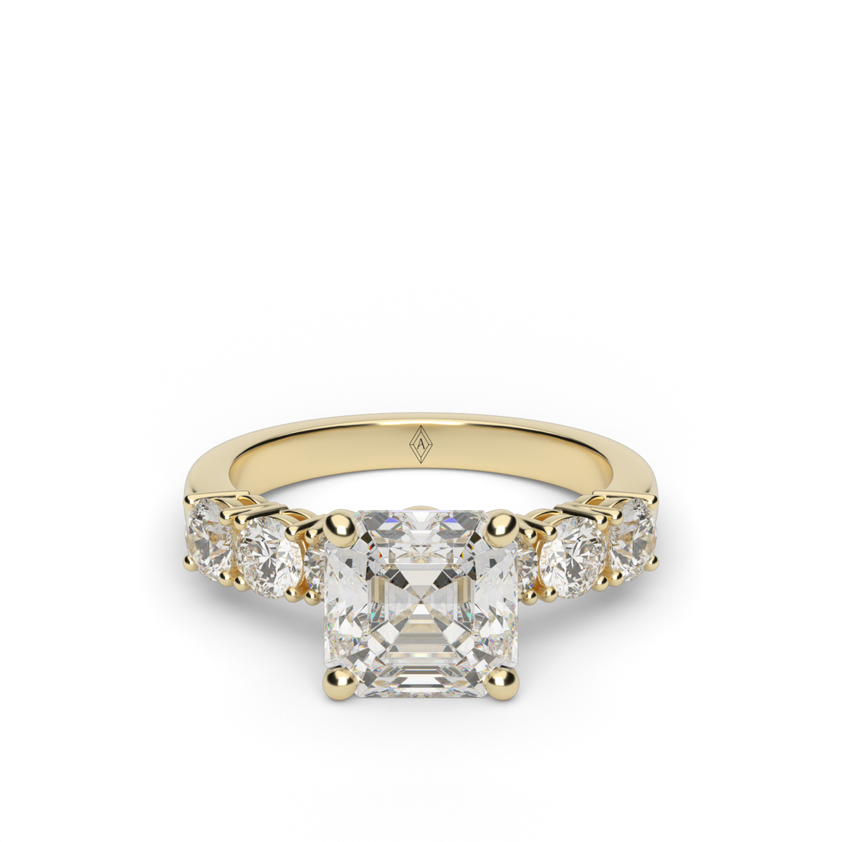 Prong Set Diamond Engagement Ring — 14K Yellow Gold / Asscher / Lab Diamond (image)