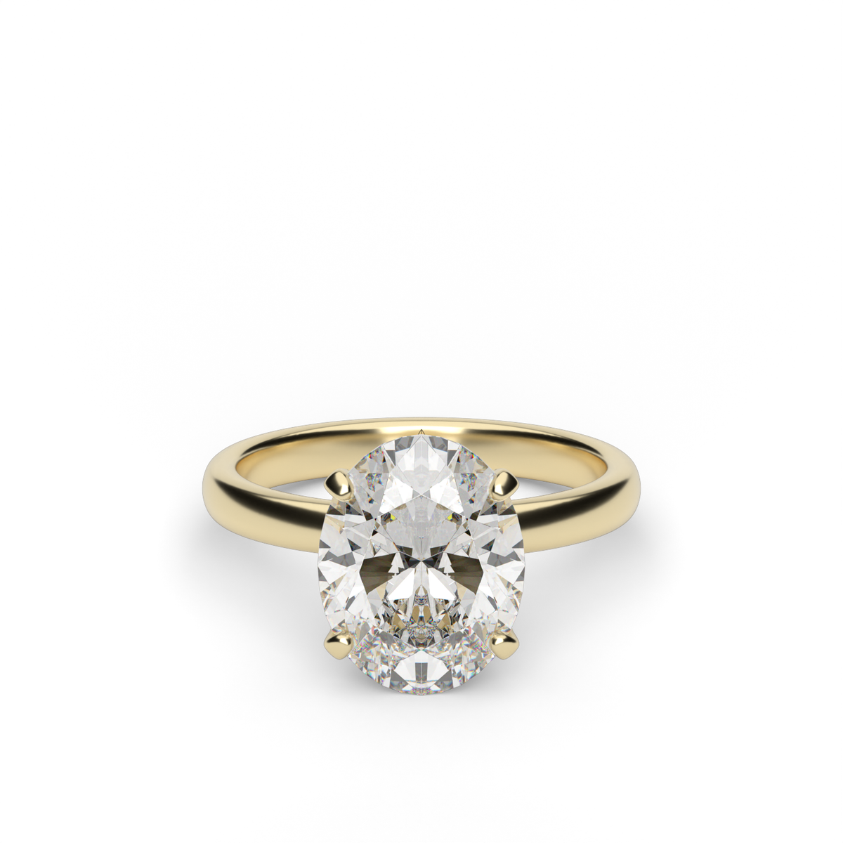 Solitaire Engagement Ring With Hidden Halo — 14K Yellow Gold / Oval / Lab Diamond (image)
