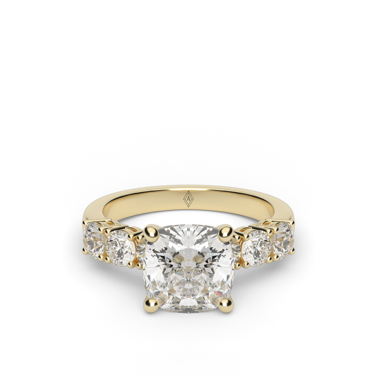 Prong Set Diamond Engagement Ring — 14K Yellow Gold / Cushion / Lab Diamond (image)