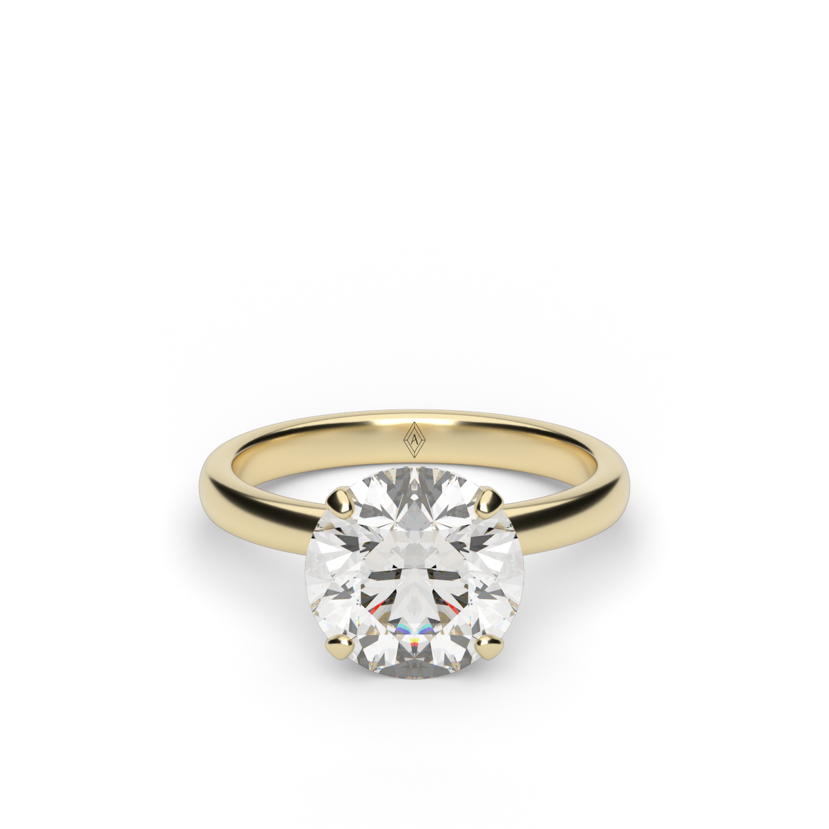 Solitaire Engagement Ring With Hidden Halo — 14K Yellow Gold / Round / Lab Diamond (image)