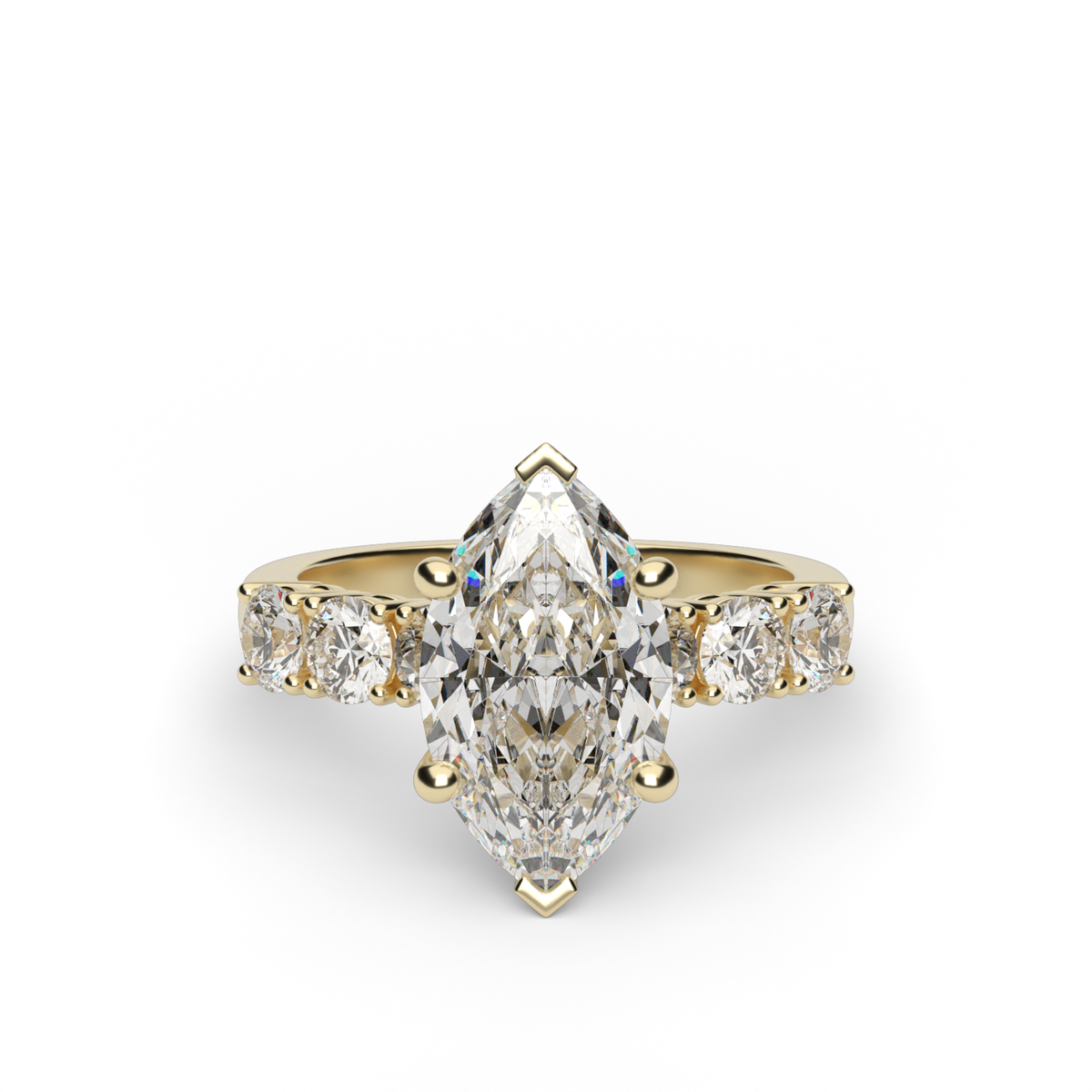 Prong Set Diamond Engagement Ring — 14K Yellow Gold / Marquise / Lab Diamond (image)
