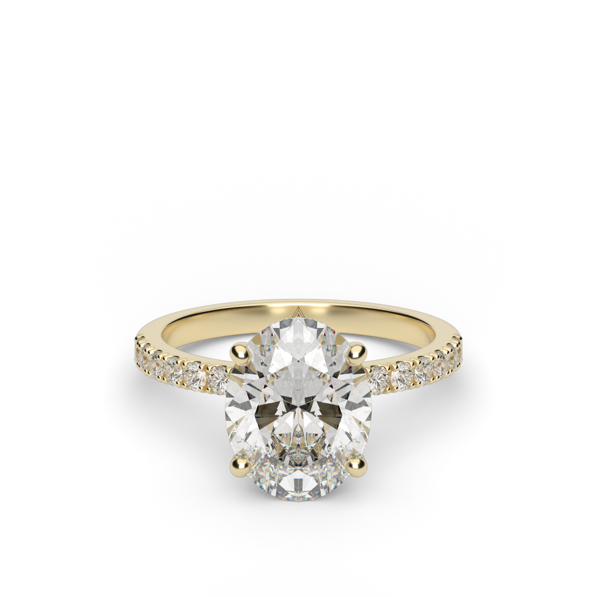 Crown Pavé Hidden Halo Engagement Ring — 14K Yellow Gold / Oval / Lab Diamond (image)