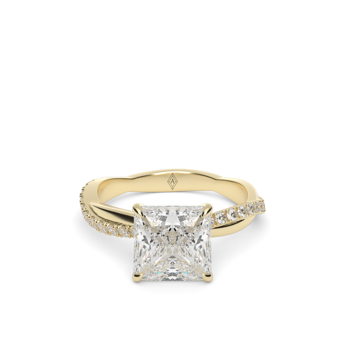 Pavé Shank Engagement Ring — 14K Yellow Gold / Princess / Lab Diamond (image)