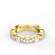Yellow Gold Maruise Cut And Round Shape DIamond Eternity Ring/Band With Shared Prong Setting