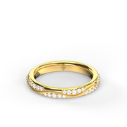 Yellow Gld Round Shape Diamond Pave Eternity Ring/Band With Share Prong Setting 