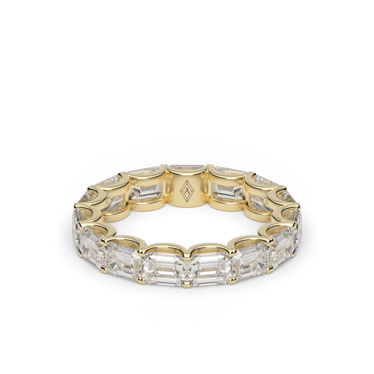 Split Prong Emerald Diamond Eternity Ring — 14K Yellow Gold / 5 / Lab Diamond (image)