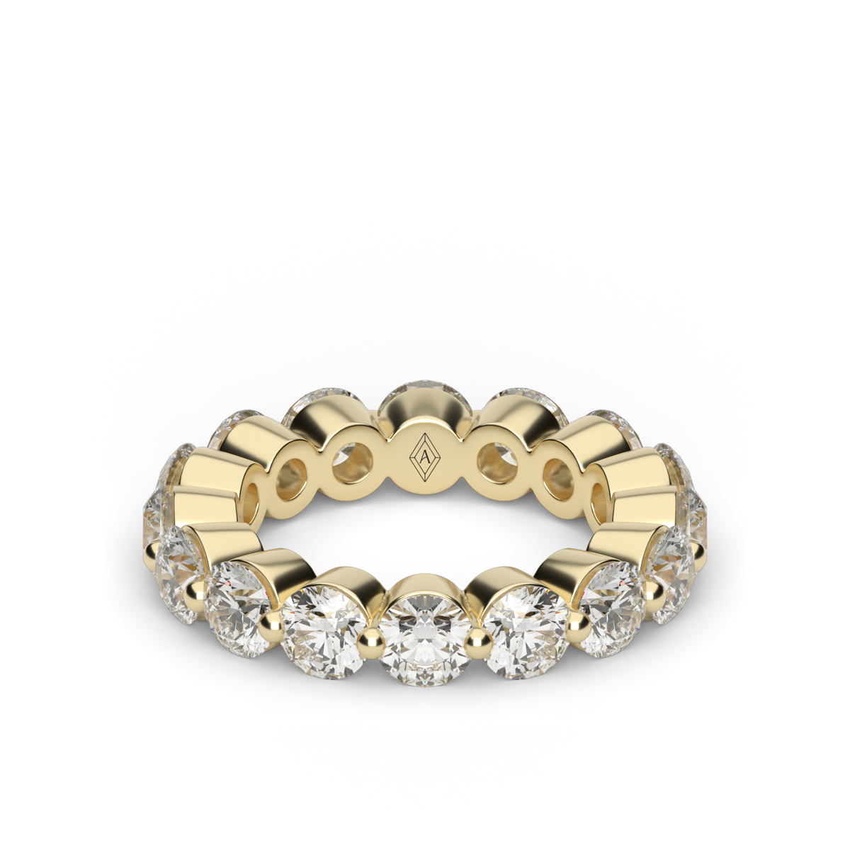4 Carat Single Shared Prong Diamond Eternity Ring — 14K Yellow Gold / Lab Diamond (image)